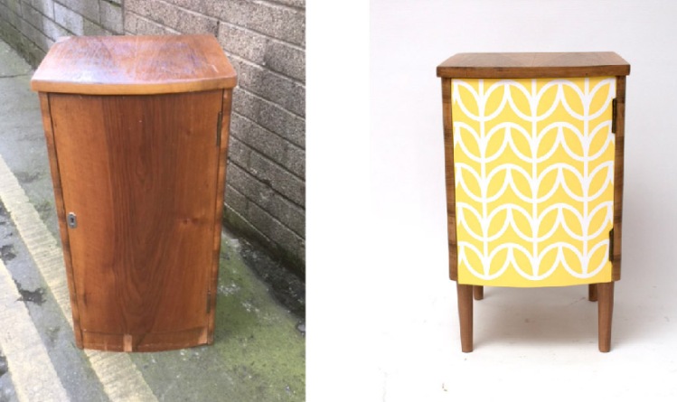 before and after of bedside cabinet